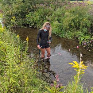 Environmental conservation students do field work.