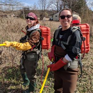 Environmental conservation students do field work.