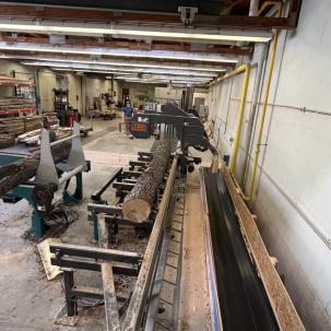 Students work in the primary wood processing lab.