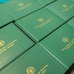 Diploma covers laid out for Commencement